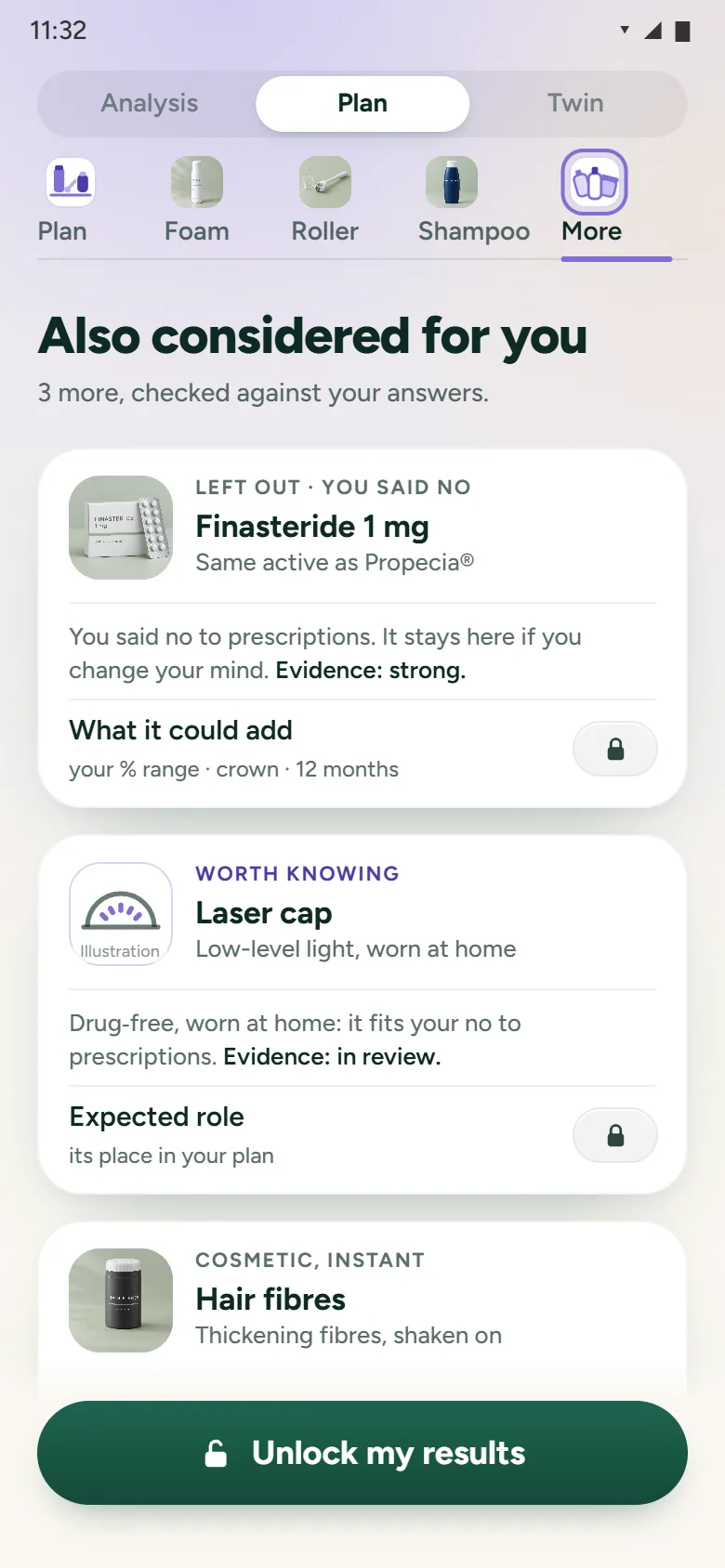 Plan page 5, More options: Also considered for you