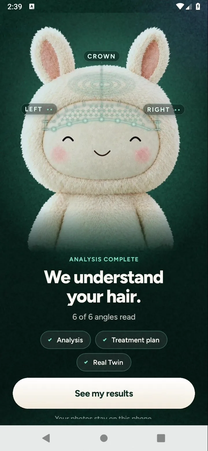 Analysis complete: We understand your hair. 6 of 6 angles read