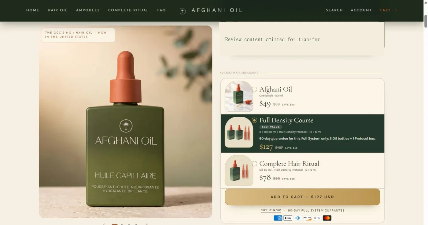 Original Hair Oil product page